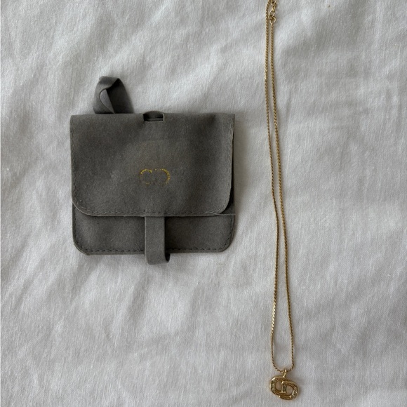 Authentic Christian Dior Gold Tone Rhinestone Chain Pendant Necklace - Picture 1 of 9